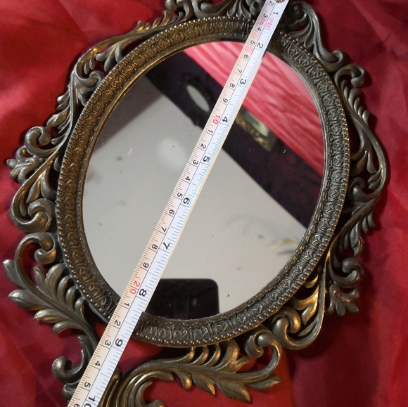Vintage Oval Ornate Mirror Metal Frame Antique Wall Decoration - Picture 7 of 10